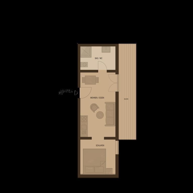 Appartamento con 1 Camera da Letto e Balcone